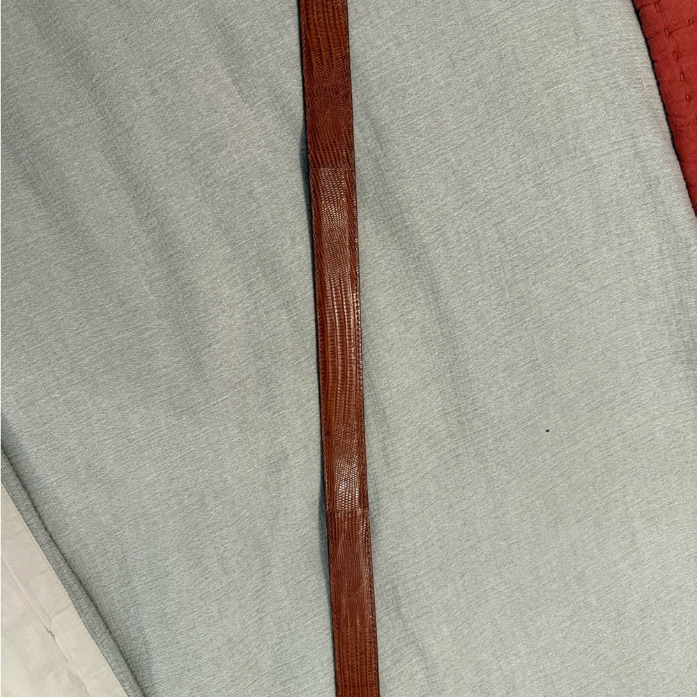 Tom Taylor Brown Men's Lizard Belt Size 40 1 1/4” to 1” taper. No buckle. NWT